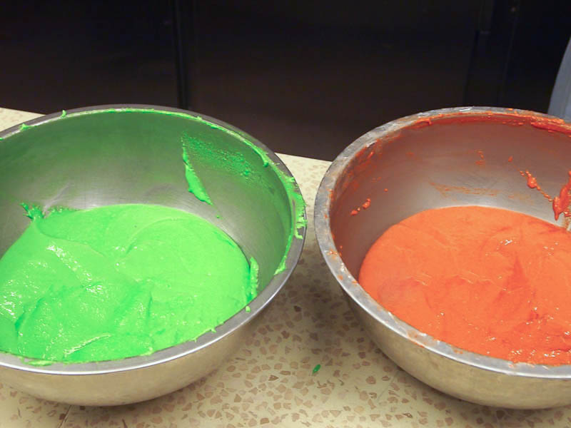 The very intense color of the batter