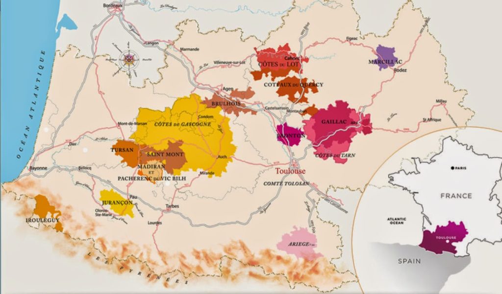 Sud-Ouest Wine Region. Taken, with permission, from www.winesofsouthwestfrance.com
