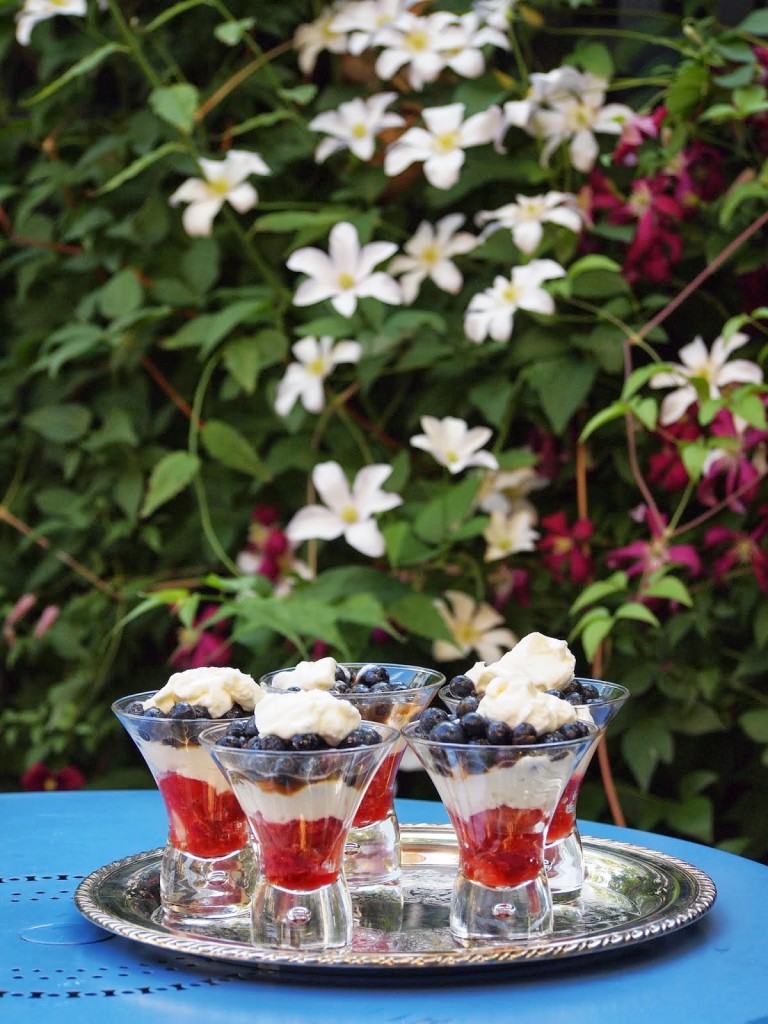 Red, White, and Blue Verrines of Berries with Mascarpone Cream
