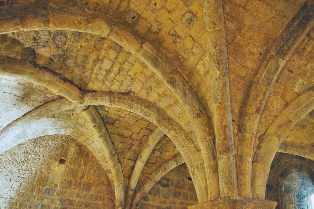 The breath-taking ceiling of la salle capitulaire (the chapter house), where nuns went to listen to an article of Benedictine rules and to talk about the problems of the abbey. They would have sat on the banks around the periphery of the room--there would have been no table or chairs. Photo: Pamela O'Neill
